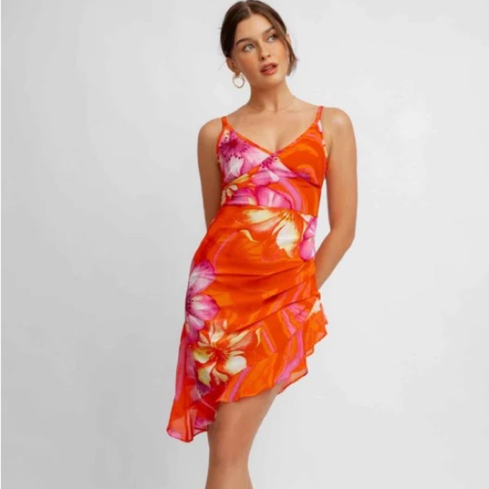 NWT Blackbough Bridget Sheer Sun Dress - Spritz - Asymmetrical Ruffled Slip - Picture 17 of 17